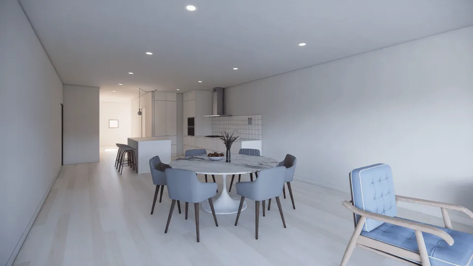 Rendering of The Vector's kitchen and dining room