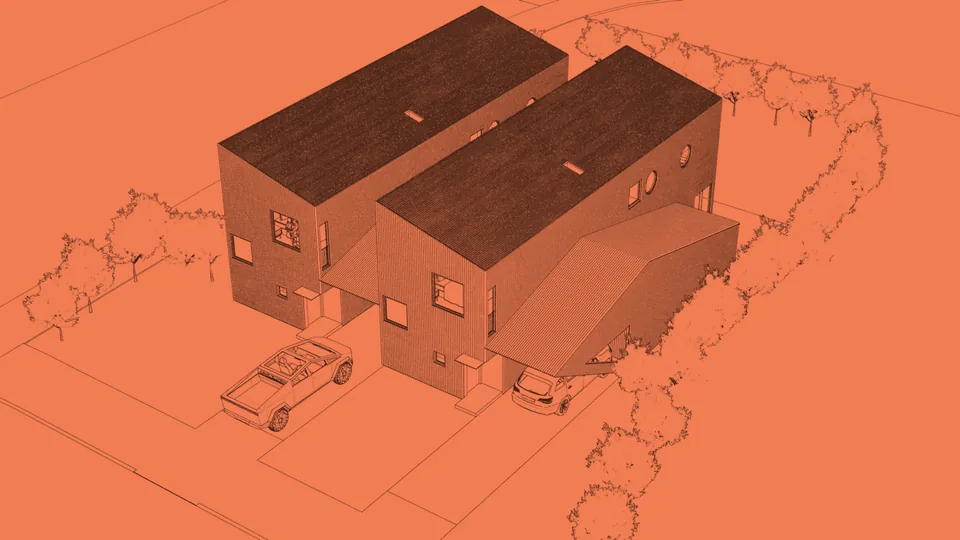 Drawing of a SteelHaven model on its site, second view