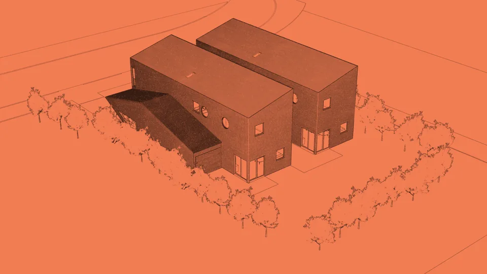 Drawing of a SteelHaven model on its site, third view